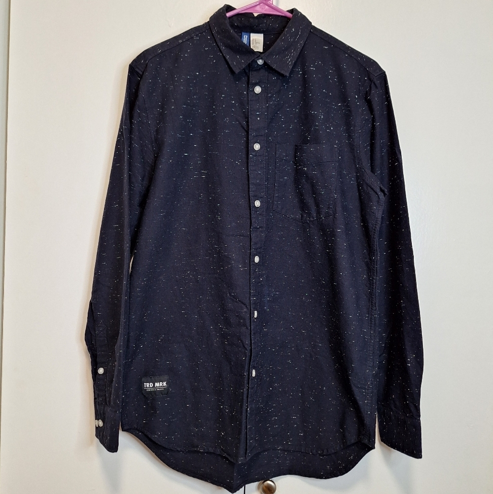 Divided Navy Speckled Button Up